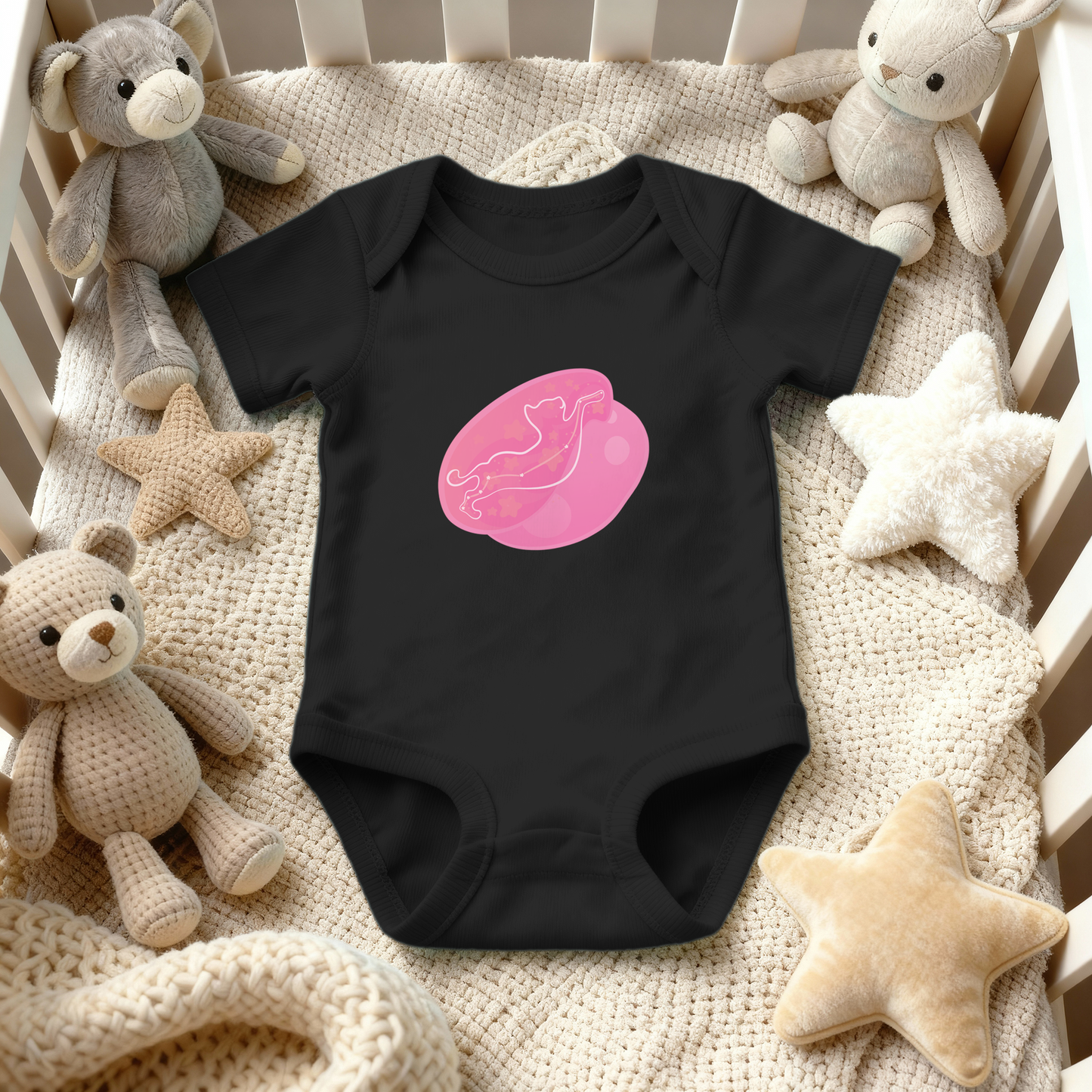 Lyn the Keen Kitten Astral Dusk Traces on Infant Baby Rib Bodysuit
